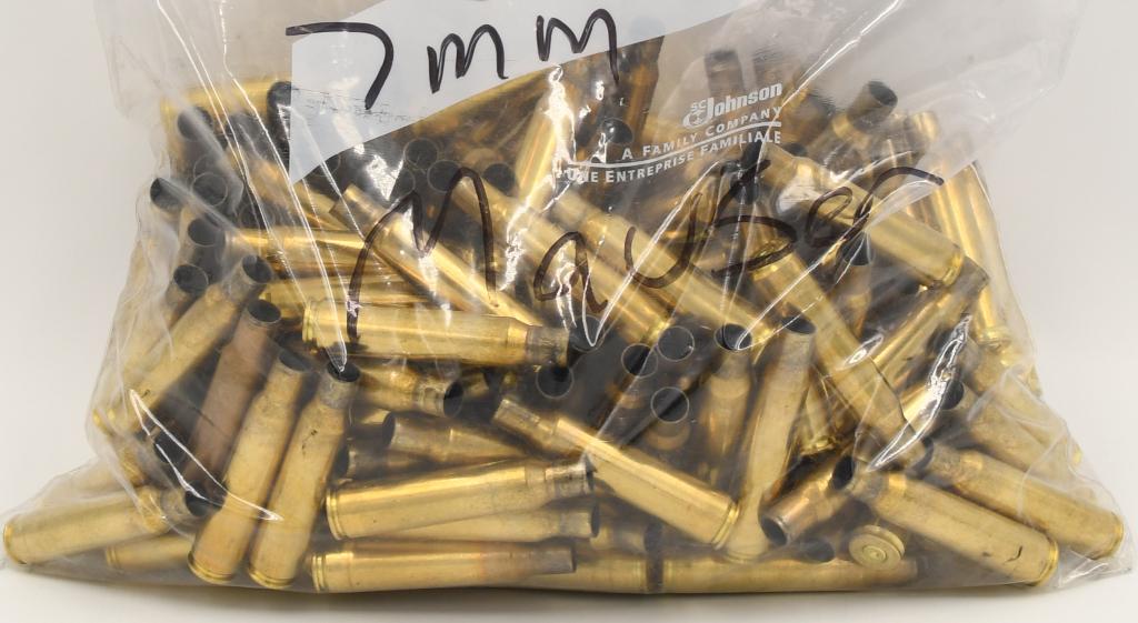 Approx 180 Ct Of 7mm Mauser Empty Brass Casings: Approx 180 Ct Of 7mm Mauser Empty Brass Casings, Various Head Stamps, Empty Brass For Reloading 7mm Mauser