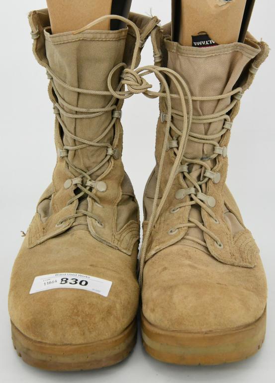 Pair Of Altama Tan Color Military Boots: Pair Of Altama Tan Color Military Boots, Inside Marked 07-07