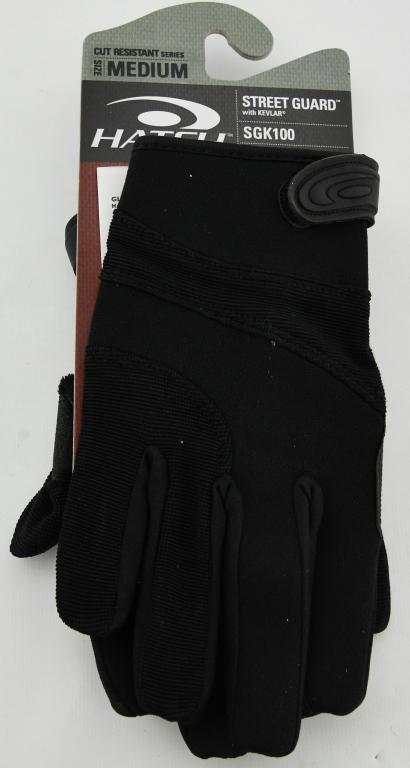 Hatch Street Guard Kevlar SGK100 sz MED NEW: The Hatch SGK100 Street Guard Gloves feature 100% Kevlar inner lining on the inside of the fingers and palm for protection from sharp objects. The outer palm layer is of durable synthetic leather with
