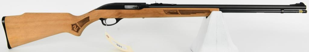 Marlin Glenfield Model 60 Semi Auto .22 JM Marked: Up Next We Have an Excellent Condition Marlin Glenfield Model 60 Semi-Auto Rimfire Rifle with Blond Classic Wood Stock With Squirel, Chambered in .22 Long Rifle. Overall in Excellent Condition. The Ma