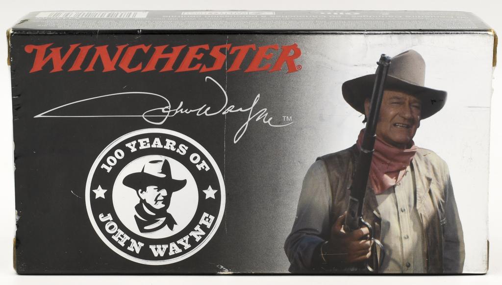 Limited John Wayne 100 Year Winchester .44-40 Ammo: Up Next We Have The Duke! a Limited Edition Complete Mint Box of John Wayne 100 Year Winchester .44-40 Ammo, 200 Grain SP, 50 Rounds in The Box, X4440JW, Overall in Mint Collectors Condition and Seale