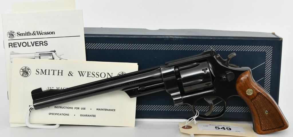 Pristine Smith & Wesson Model 27-2 Revolver .357: Up Next We Have a Beautiful Smith & Wesson Model 27-2 Revolver With a 8 3/8" Barrel, Chambered in .357 Magnum. It Comes in the Numbers Matching Factory Box in the Wax Paper. Serial # N166358, Two Piec