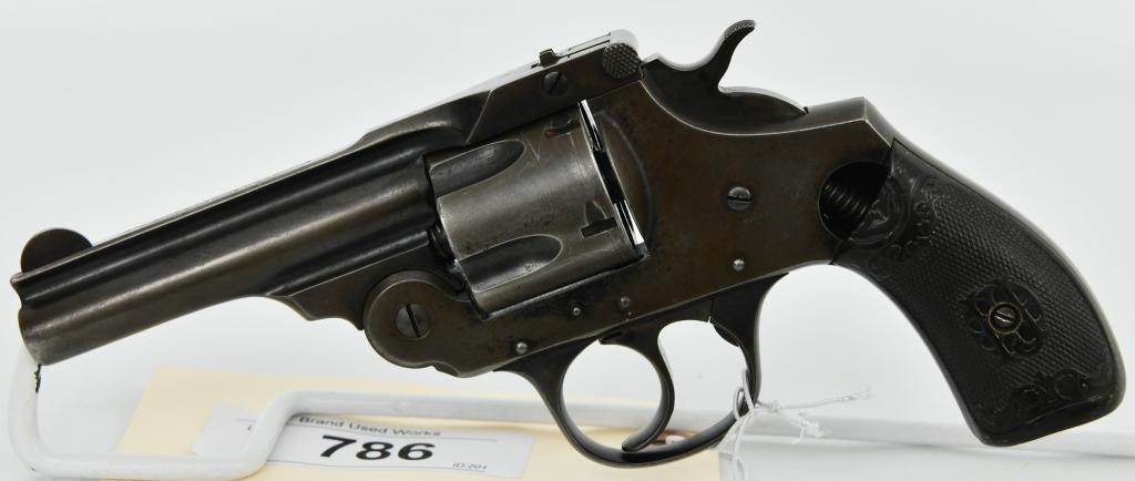 Iver Johnson Top Break .38 Revolver: Up Next We Have a Iver Johnson Top Break Revolver Chambered in .38 Caliber, Small Frame with a 3 1/4" Barrel, Front Half Moon Sight, Original Owl Head Grips Cracked Panel and Chipped Base. Serial #189