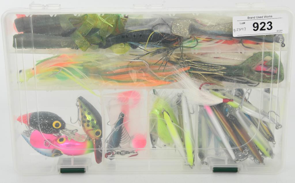 3700 Box Full of New Deep Sea Lures: Up Next We Have a 3700 Box Full of Deep Sea Lures, Various "Crankbaits, Diving Baits, Swim Jigs, Hair jigs, and Plastics", All in Excellent Condition. Box is Full of Baits, Lots of Good Stuff!