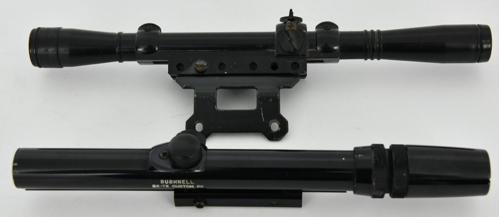 Lot Of 2 Vintage BB Gun Rifle Scopes: Lot Of 2 Vintage BB Gun Rifle Scopes, 1 Is Marked Daisy USA, & 1 Is Marked Bushnell 3x-7x Custom 22 , Comes With Mount