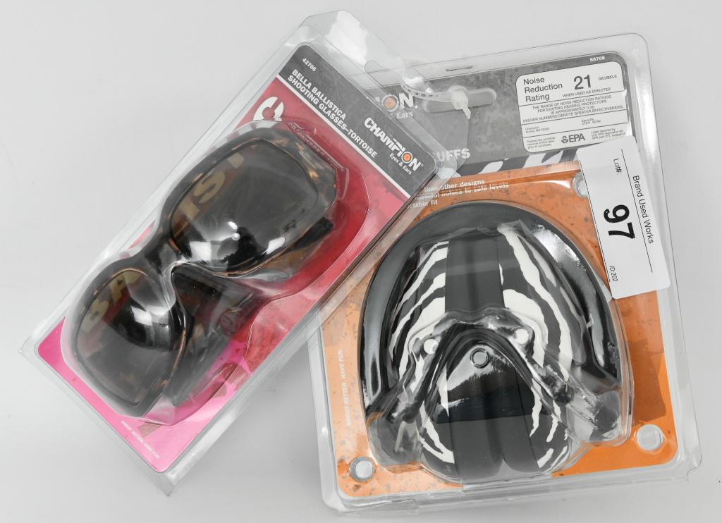NEW Champion Earmuffs & Ballistic Glasses: Up Next We Have a Brand New Combo, Great For Taking The Wife or Kids to the Range! This Lot Includes a Champion Zebra Slim Earmuffs, and a Ballistic Shooting Glasses in Tortoise. Champion Zebra Slim E