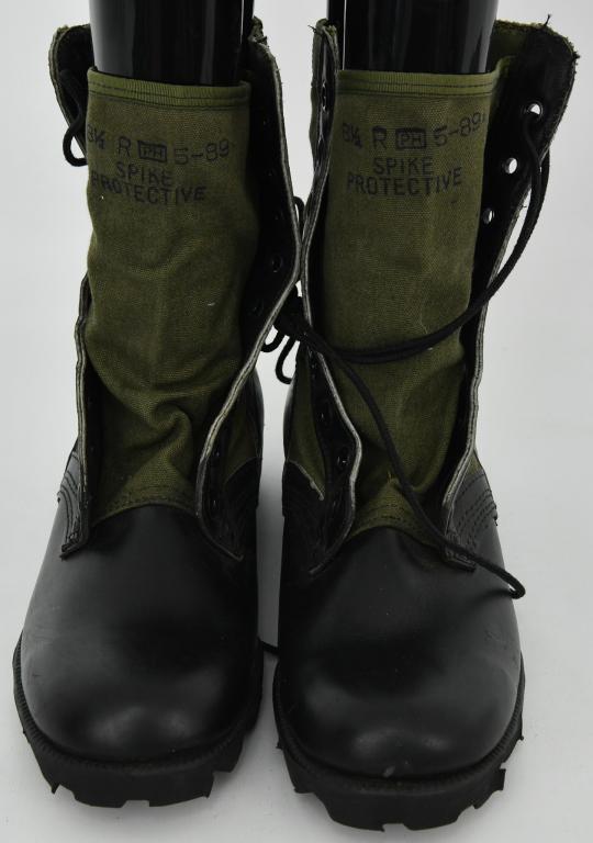 New USGI Spike Protective Green Military Boots: Up Next We Have a Vintage Unissued Vietnam Spike Protective Green Military Jungle Boots, Hot Weather, Size 8 1/2 Regular. The original U.S. Government Jungle Boot designed for the terrain of Vietnam. 