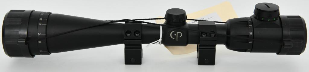 Center Point Illuminated 4-16 Rifle Scope: Up Next We Have a Center Point Green / Red Illuminated 4-16 Rifle Scope That Comes With Lens Covers, and Equipped With Heavy Duty Rings. Overall in Great Pre-owned Condition.