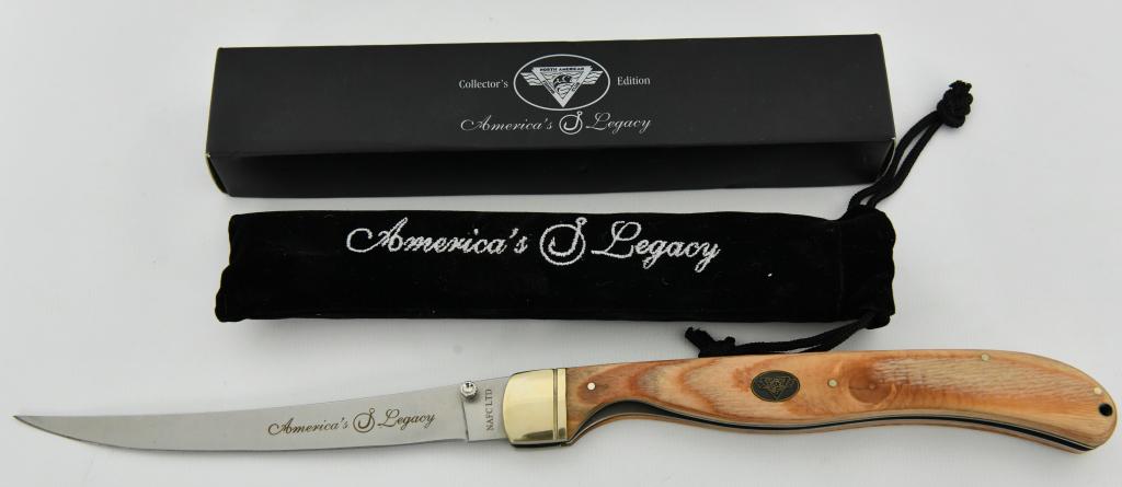 Collectors Edition North American Folding Filet: Up Next We Have a Brand New Collectors Edition North American Fishing Club Folding Filet Knife With Brown Wood Handles,Stainless Blade With Case.