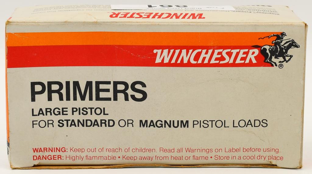 1000 Winchester Large Pistol Primers #7 WLP: Up Next We Have 1000 Winchester Large Pistol Primers #7 WLP, for standard or magnum pistol Loads, These non-corrosive, all weather primers deliver fast, dependable ignition under any shooting conditio