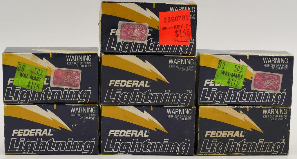 350 Rounds Of Federal Lighting .22 LR Ammunition: 350 Rounds Of Federal Lighting .22 LR Ammunition, #510 Rimfire Cartridge, Comes In Original Collectors Boxes Which Come Cellophane Wrapped