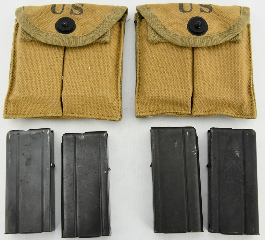 Lot of 4 M1 Carbine .30 Cal Mags With Pouches: Up Next We Have a Lot of 4 M1 Carbine .30 Cal Mags With U.S. Marked G&R Co Pouches Dated 1943, Mags Marked R-O, Two IA, and BW.