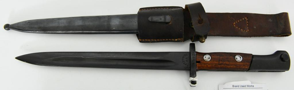 Original Yugoslavian NPEAY3EHE 44 Bayonet: Up Next We Have an Original Yugoslavian NPEAY3EHE 44 Bayonet That Comes With Sheath, With Brown Leather Frog.