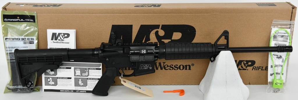 Brand New S&W M&P15 Sport II AR-15 Semi Auto 5.56: Up Next We Have a Brand New Smith & Wesson M&P15 Sport II AR-15 Semi Auto Rifle Chambered in 5.56 NATO, 16" Barrel, 6 Position Stock, Fixed Front Sight, Polymer Handguard, and Comes in The Factory Box