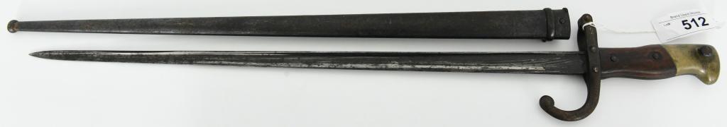 French Bayonet With Hooked Quillion: Up Next We Have a French Bayonet With Hooked Quillion, Twi Illeligible Proof Marks, Comes With Scabbard.