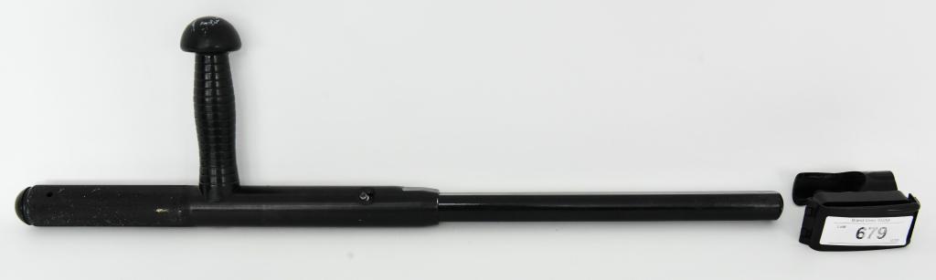 MONADNOCK Side Handle Aluminum Baton: MONADNOCK Side handle aluminum Expandable Baton "Billy Club" The Monadnock is a one piece black Aluminum batons with knurled grips, incorporates a trumbull stop. These are American-made batons. Since 