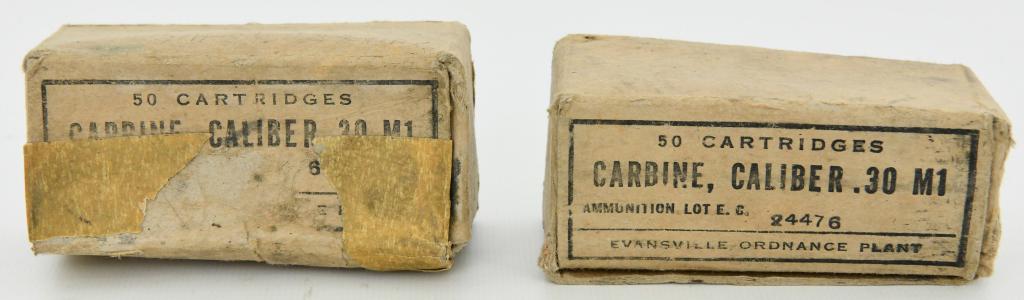 .30 M1 Caliber Carbine Bullets/ tips: lot contains (2) 1/2 full boxes of the .30 M1 Caliber Carbine Bullets/ tips approx 100 rds total 1/2 is flat / the other half is round tip