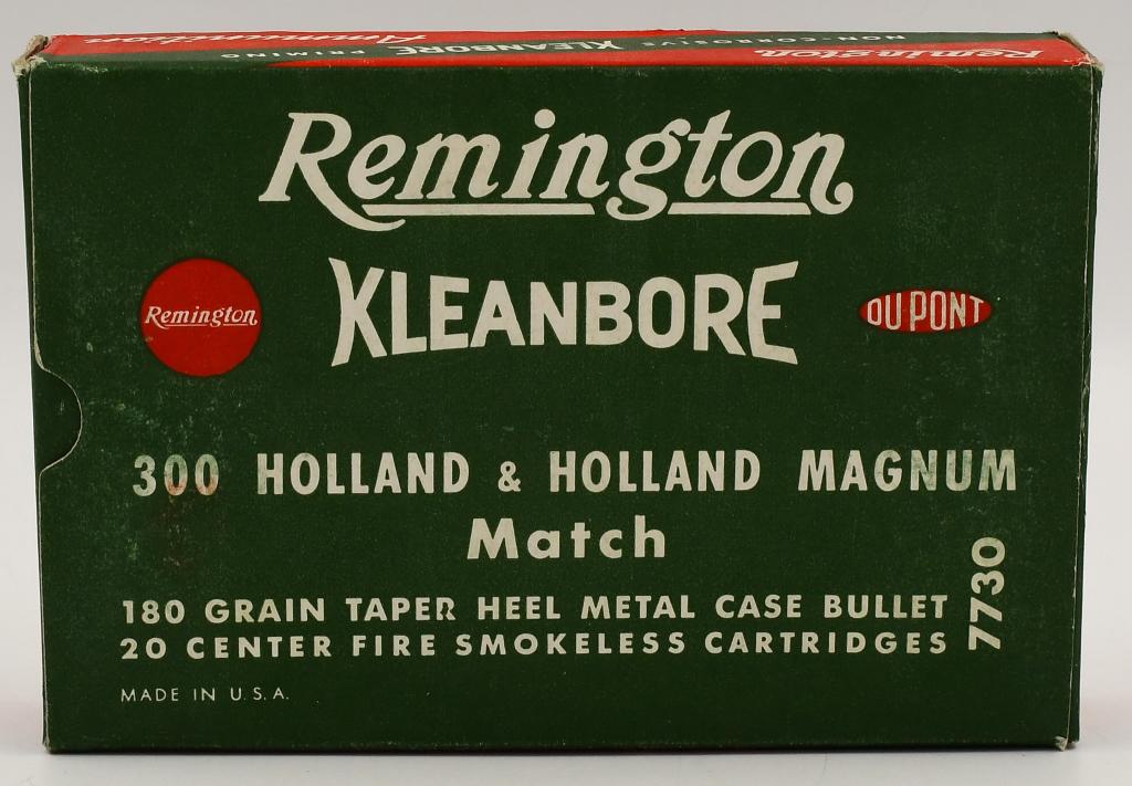 20 Rounds Of Remington .300 H&H Mag Ammunition: 20 Rounds Of Remington .300 H&H Mag Ammunition, Kleanbore Priming, 180 Grain Match Grade Ammo, Taper Heel, Metal Case Smokeless Powder, In Original Collectors Box