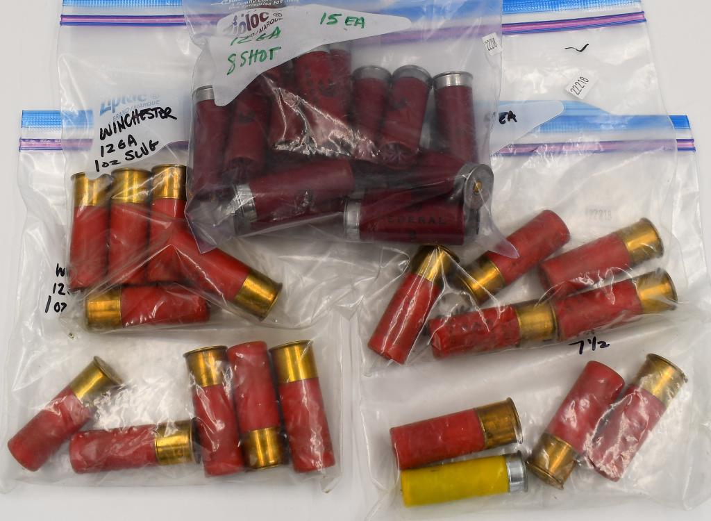 33 Rounds Of Various 12 Ga Plastic Shotshells: 33 Rounds Of Various 12 Ga Plastic Shotshells, 15 Rounds Are Federal #8 , 15 Rounds Are Winchester 1 Oz Slugs, & 4 Misc 12 Ga Rounds