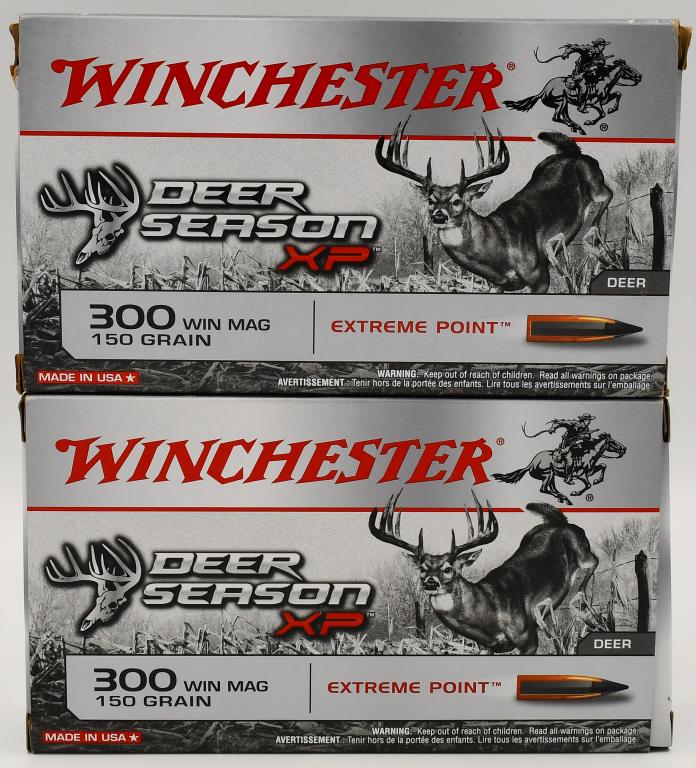 40 Rounds Of Winchester .300 Win Mag Ammunition: 40 Rounds Of Winchester .300 Win Mag Ammunition 150 Grain Extreme Point Winchester Deer Season XP combine accuracy with massive bullet impact performance to form the perfect ammunition choice for deer