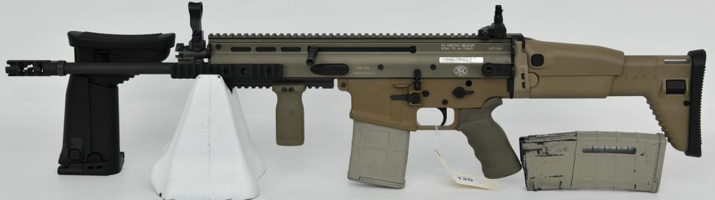 FNH USA SCAR 17S Semi Auto Rifle .308: Up Next We Have a FNH USA FN SCAR 17S Semi Auto Rifle Chambered in 7.62X51, Equipped With a Muzzle Brakem Folding Stock, and Comes With an Additional Black Folding Stock, Two Magazines, and Has a Hand