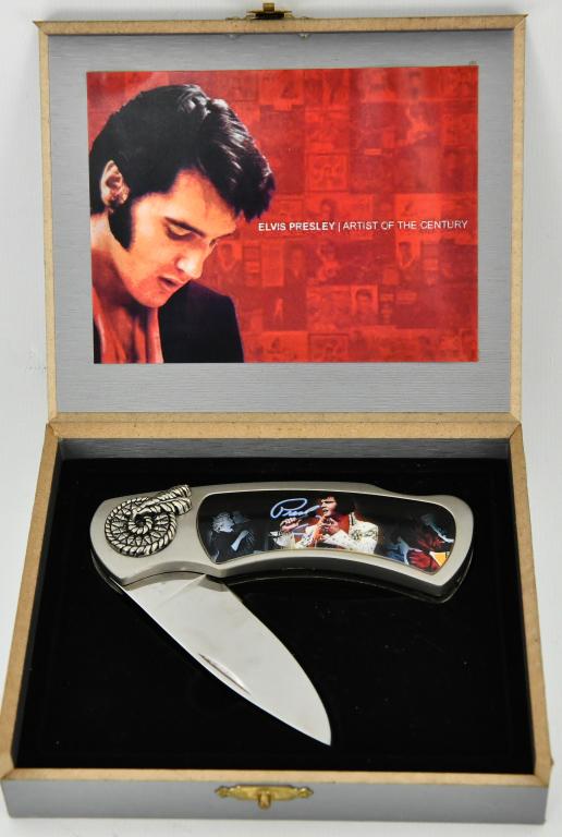 Elvis Presley Edition Folding Pocket Knife: Elvis Presley Edition Folding Pocket Knife, Stainless Steel Blade, Comes In Wood Display Case, Lock Back Folding Knife