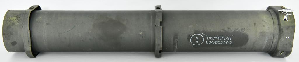 1-120MM Inert Projectible Cartridge Can Authentic: 120MM Ammo Cartridge (Mortar Tube) can states" CARTRIDGE FOR WEAPONS INERT FOR PROJECTILE UN 0328 1315-01-288-5545-C785 1 CARTRIDGE 120MM TPCSDS-T: M865 63.2 LB .... IN super nice condition for your b