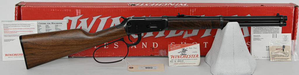 Winchester 94 Large Loop Saddle Ring .44 Magnum: Up Next We Have a Winchester Model 94 Large Loop Saddle Ring Carbine Chambered in .44 Magnum/.44 S&W, and it is Brand New Unfired in The Factory box With Paperwork and Hangtag. Beautiful Wood, Hammer 
