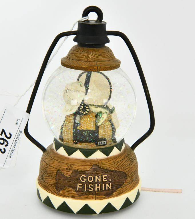 Decorative Gone Fishing Snow Globe: Decorative Gone Fishing Snow Globe, Measures Approx 7" Tall,