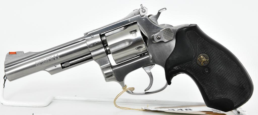 Amadeo Rossi Model M511 .22 LR Stainless Revolver: Up Next We Have a Amadeo Rossi Model M511 Stainless Revolver Chambered in .22 LR, With a 4" Pinned Barrel, 6 Shot Cylinder, Fixed Red Ramp Front Sight, Adjustible Rear Sight, Pachmaye Presentation Gri