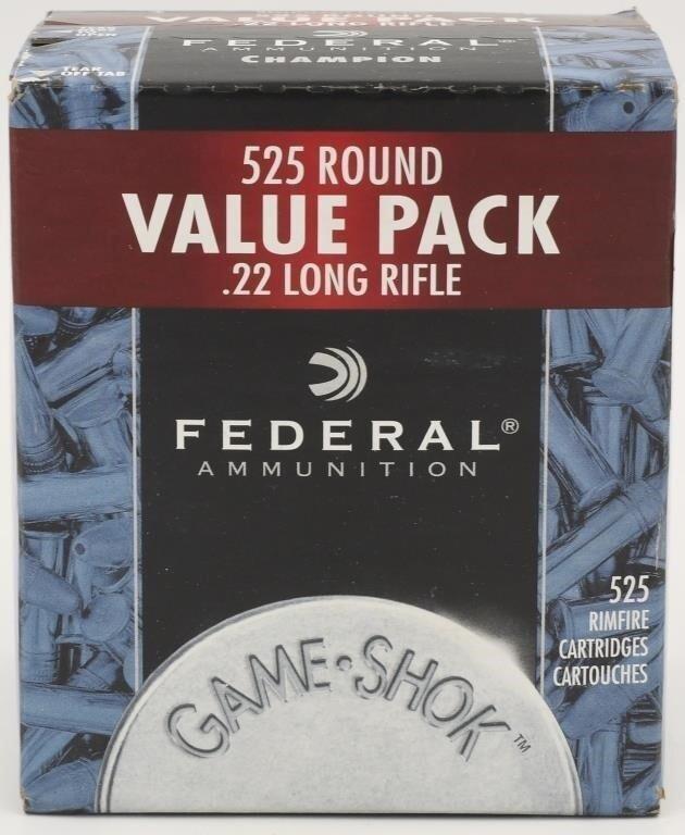 525 Rounds Of Federal Champion 22 LR Ammunition: 525 Rounds Of Federal Champion 22 LR Ammunition 36 Grain Plated Lead Hollow Point Federal Champion Ammunition is a great multi purpose rimfire load for target, field or just plinking in back yard. Des