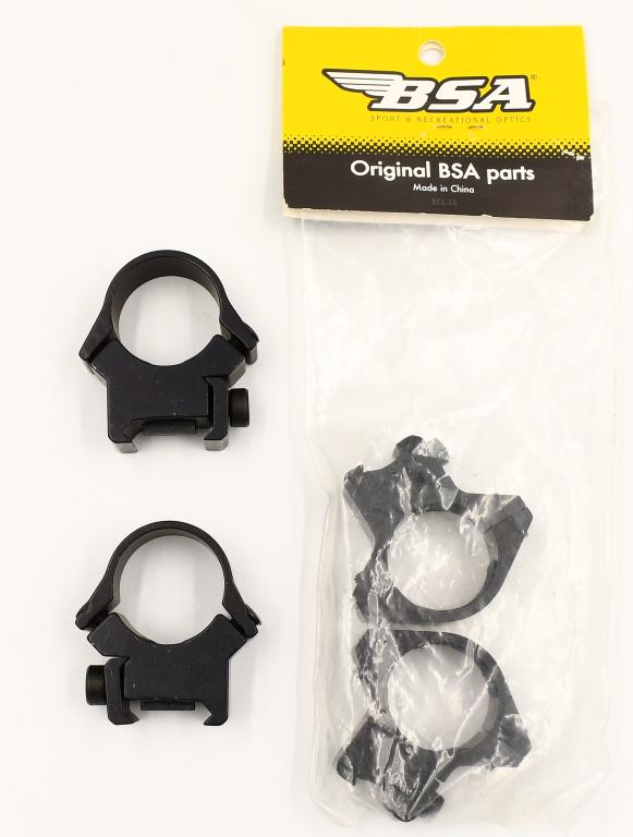 2 Sets Of BSA 1" Matte Black Scope Rings: 2 Sets Of BSA 1" Matte Black Scope Rings, 1 Set Is New In Package,