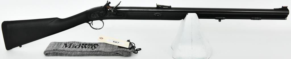 Thompson Center Fire Storm Muzzleloading Rifle .50: Up Next We Have a Thompson Center Fire Storm Muzzleloading Rifle Chambered For .50 Caliber, Flintlock, Synthetic Stock, Black, 27" Barrel, and in Overall Excellent Condition. Fiber Sights, and Comes i