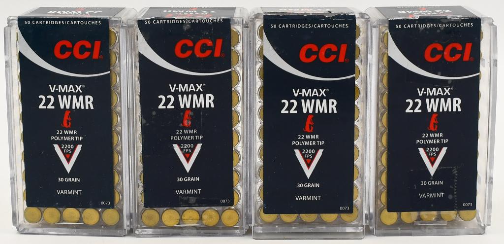 200 Rounds Of CCI Varmint .22 WMR Ammunition: 200 Rounds Of CCI Varmint .22 WMR Ammunition 40 Grain Polymer Tip V-Max Projectile 2200fps For over half a century CCI has been producing the undeniably, undisputedly best small caliber rimfire ammuni