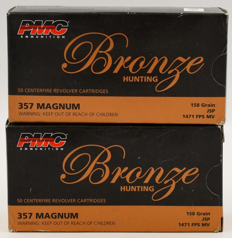 100 Rounds Of PMC Bronze .357 Mag Ammunition: 100 Rounds Of PMC Bronze .357 Mag Ammunition PMC Bronze Self Defense ammunition is commercially produced at the Poongsan factory in South Korea. The quality and dependability built into the Starfire l