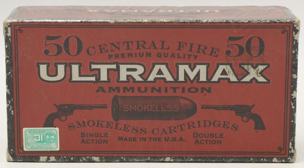 50 Rounds Of Ultramax .45 Colt Ammunition: 50 Rounds Of Ultramax .45 Colt Ammunition, 250 Grain Round Nose Flat Point Ammo, Comes With Original Box & Also Comes Cellophane Wrapped