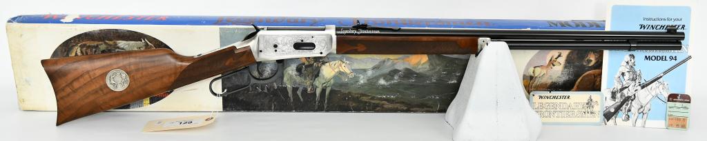 Winchester Model 94 Legendary Frontiersman Commem.: Up Next We Have a Winchester Model 94 Legendary Frontiersman Commemorative Lever Action Rifle Chambered in .38-55, Appears Unfired and Comes in The Factory Box With Sleeve, Paperwork, and Hangtag. In 