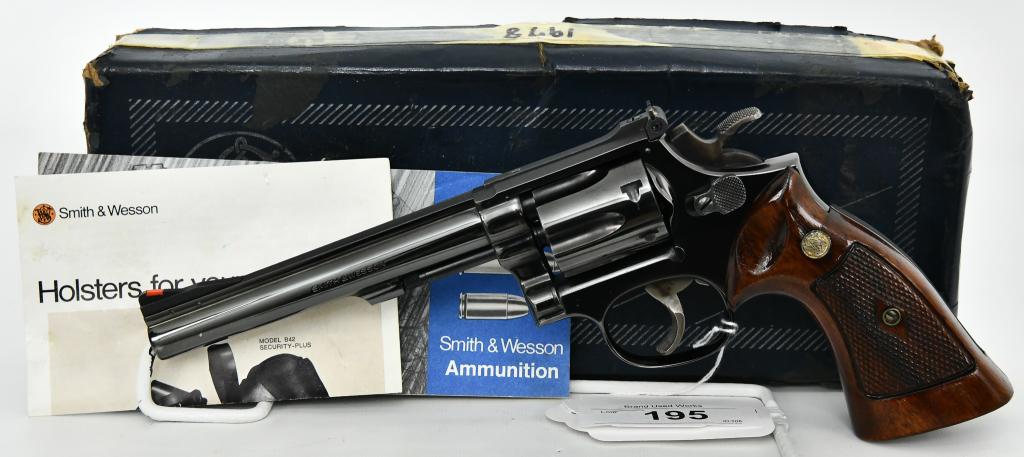 Smith & Wesson Model 17-4 .22 LR Revolver: Up Next We Have a Nice Smith & Wesson Model 17-4 Revolver Chambered in .22 LR, Equipped With a 6" Pinned Barrel, Wide Target Hammer and Trigger, Checkered Walnut Grips With S&W Monogrammed Medallions.