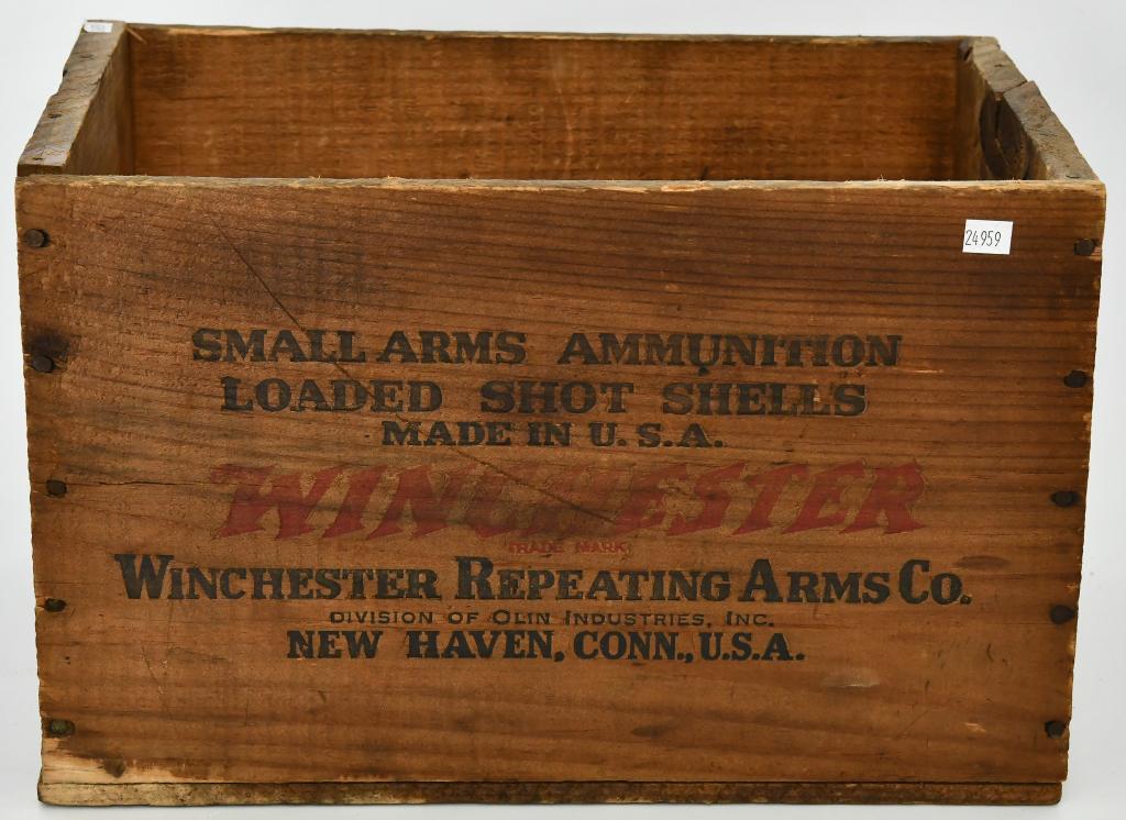 Vintage Winchester Ranger Wood Ammo Crate: Vintage Winchester Ranger Wood Ammo Crate, , Small Arms Ammunition Wood Crate For 12 Ga Loaded Paper Shotshells, Measures Approx 14" x 9" x 9"