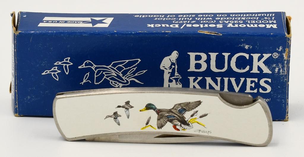 Buck Memory Series Mallard Duck Folding Knife: Buck Memory Series Mallard Duck Folding Knife, Lockback Folding Pocket Knife, Appears in Overall Excellent Condition & Comes With Original Paperwork & Boxs