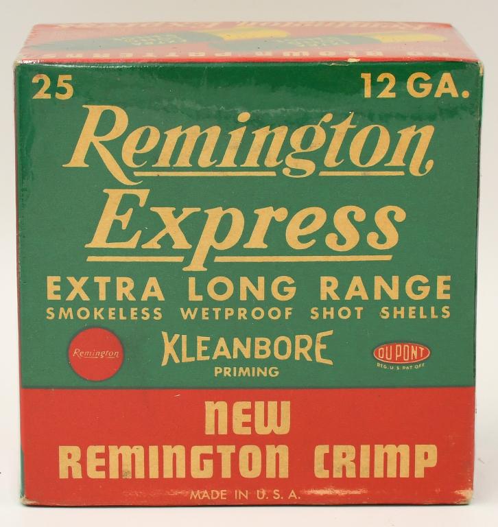 Collector Box Of 25 Rds Remington Express 12 Ga: Collector Box Of 25 Rds Remington Express 12 Ga Shotshells, Extra Long Range, Kleanbore Priming, New Remington Crimp Shotshells, Box Appears in Excellent Condition & Comes Cellophane Wrapped
