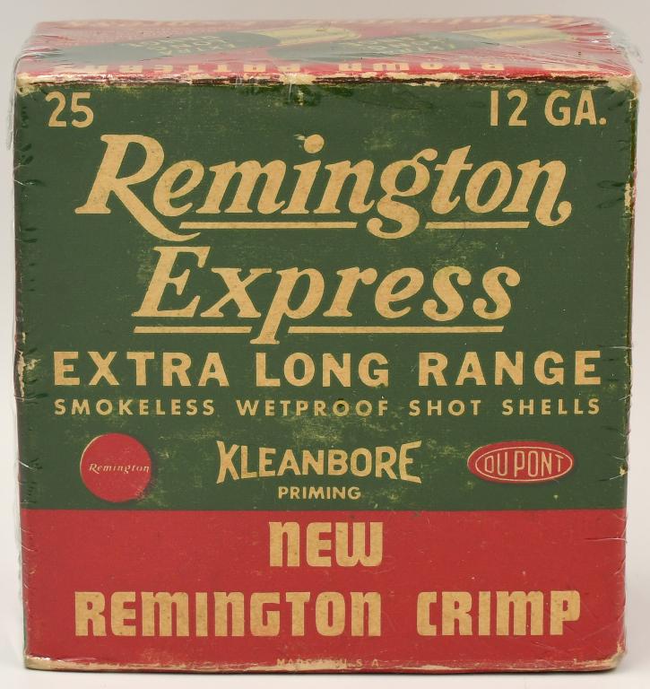 Collectors Box Of 25 Rds Remington Express 12 Ga: Collectors Box Of 25 Rds Remington Express 12 Ga Extra Long Range Kleanbore Priming Wetproof Shotshells, Box Appears in Good Condition & Comes Cellophane Wrapped