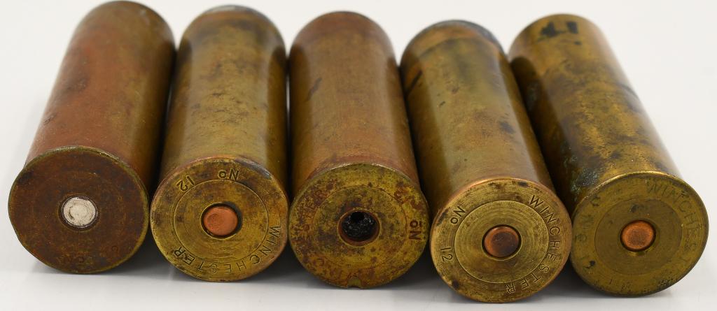 Lot of 12 Winchester Empty Brass Shotshell Casings: Lot of 12 Winchester Empty Brass Shotshell Casings , Head Stamp Marked Winchester #12 , Empty Brass Shotshells,