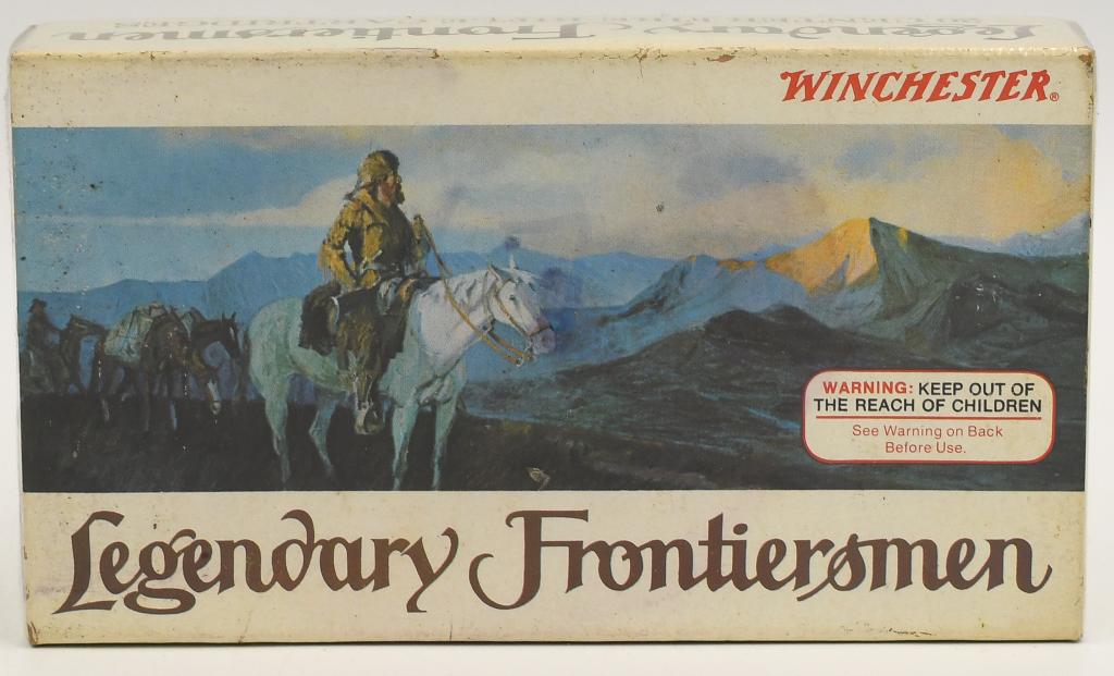 Rare Collectors Box of Winchester .38-55 Win Ammo: Rare Collectors Box 20 Rounds of Winchester .38-55 Win Ammo Legendary Frontiersmen .38-55 Winchester 255 Grain Soft Point Rifle Ammunition, Box Appears in Excellent Condition & Comes Cellophane Wrappe