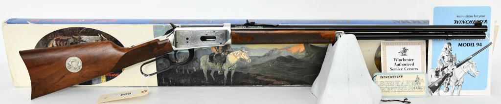 Winchester Model 94 Legendary Frontiersman Commem.: Up Next We Have a Winchester Model 94 Legendary Frontiersman Commemorative Lever Action Rifle Chambered in .38-55, Appears Unfired and Comes in The Factory Box With Sleeve, Paperwork, and Hangtag. In 