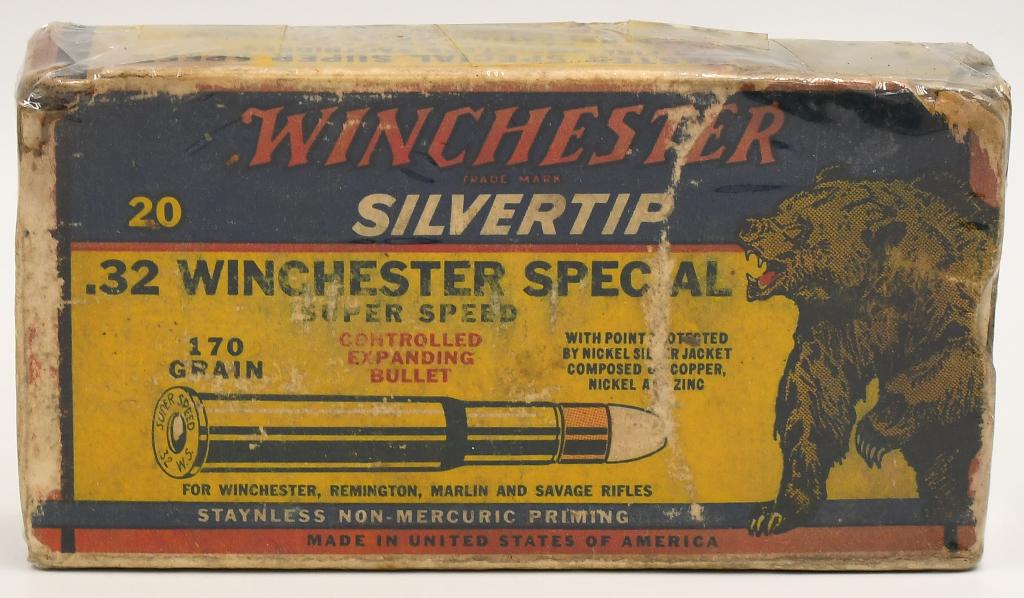 Collector Box Of Winchester .32 Win Special: Collector Box Of Winchester .32 Win Special, Super-Speed 170 Grain Controlled Expanding Bullets, Made In USA Box Comes Cellophane Wrapped