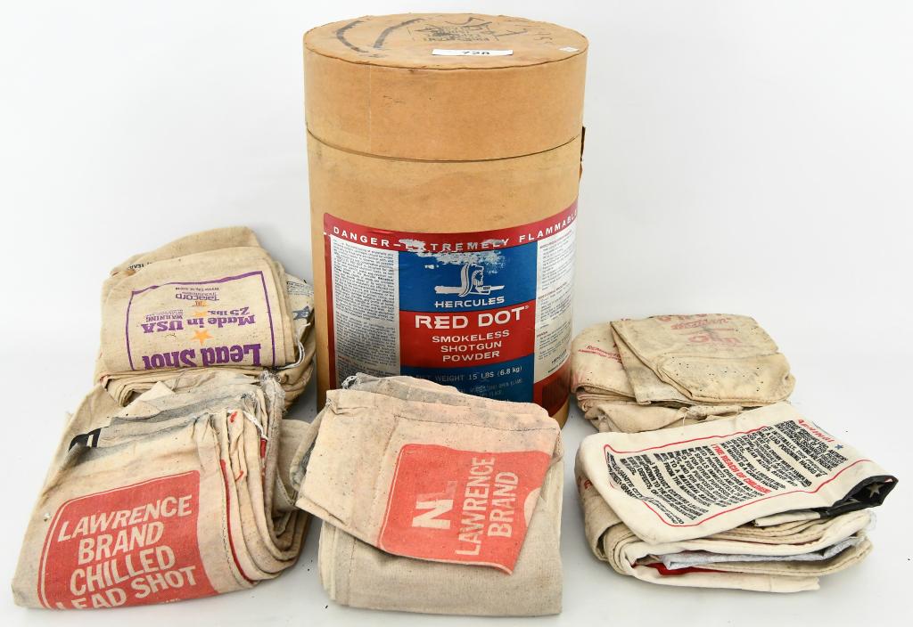 Huge Lot of Various Empty Lead Shot Bags: Huge Lot of Various Empty Lead Shot Bags, Empty Bags , Lawrence Branded Chilled Lead Shot Bags / Sacks