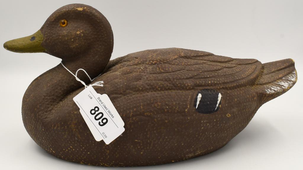 Vintage General Fibre Co Duck Decoy: Vintage General Fibre Co Duck Decoy, St Louis Mo, White, Brown & Black Color, Measures Approx 15" Long , Stands 8" Tall , & Is 8" Wide