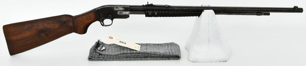 Savage Model 25 Slide Action Takedown .22 Rifle: Up Next We Have a Vintage Savage Model 25 slide-action rifle, chambered in .22 S, L, & LR, 24" Octagon Barrel, Front and Rear Sights, Metal Buttplate, Circa 1920's. Serial #26590 In Overall Good Condi