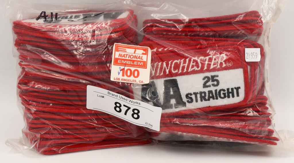Large Lot of Winchester AA Sew-On Patches: Large Lot of Winchester AA Sew-On Patches, Winchester AA 25 Straight , Red & White Color Sew-On Patches NEW